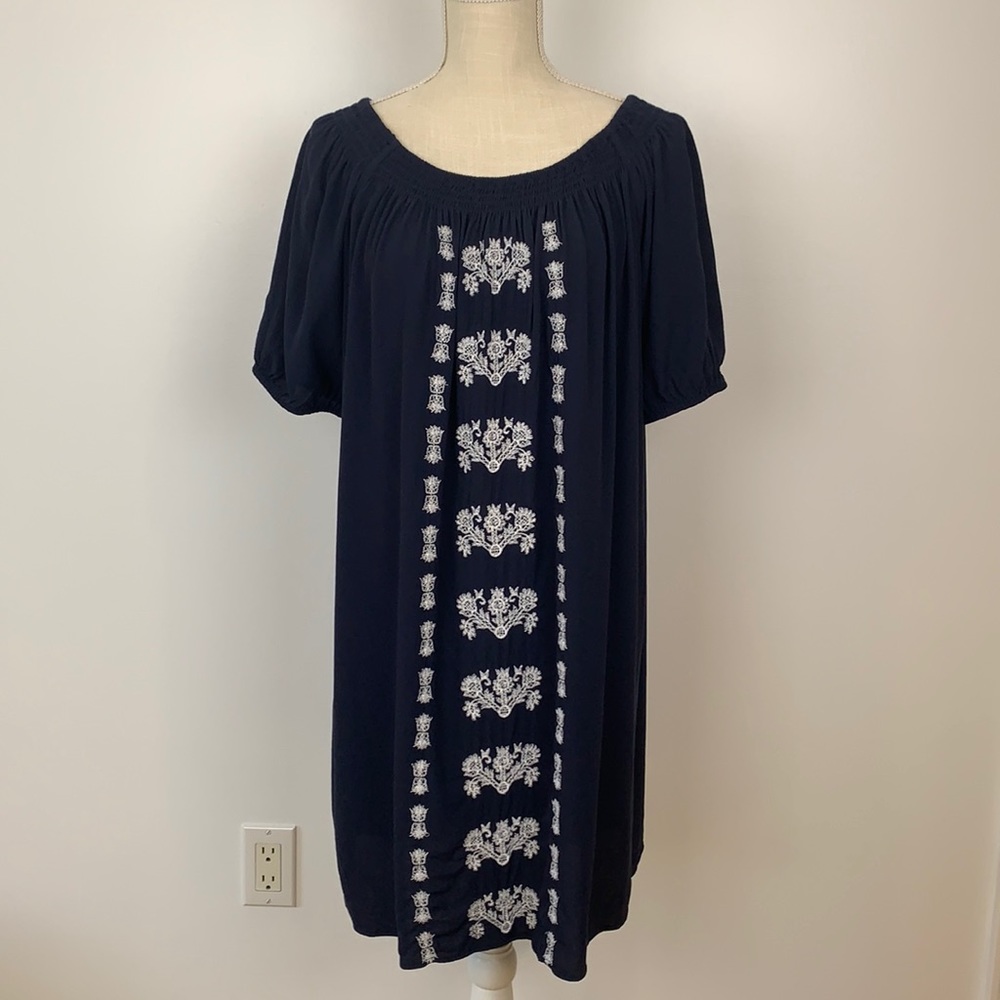 Loft Embroidered Swing Off Shoulder Dress